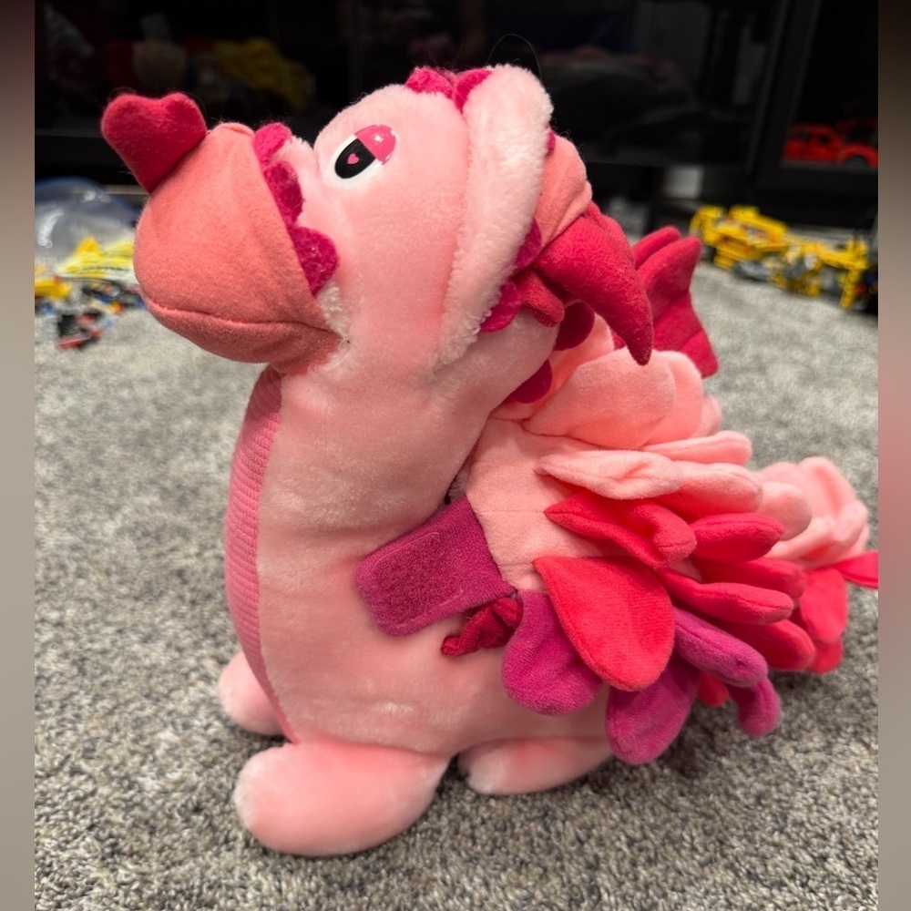 Vintage Pink Dragon Stuffed Animal Plush Toy 12"